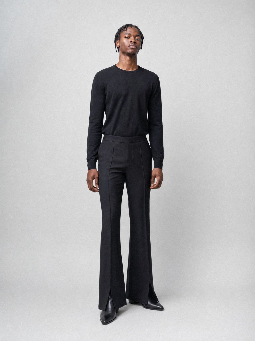 Black Split-Hem Flares