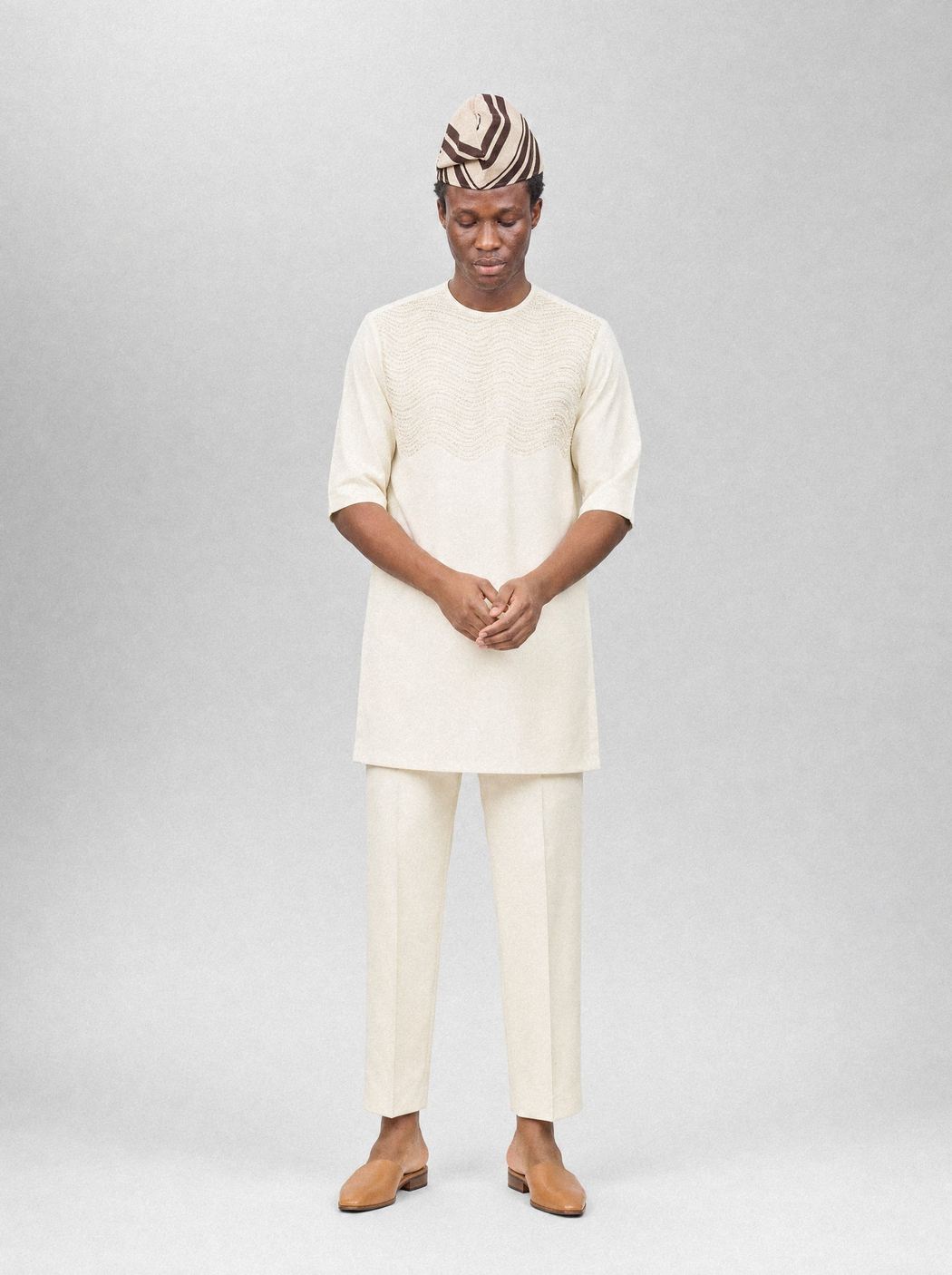 Cream Wave Two-Piece, front