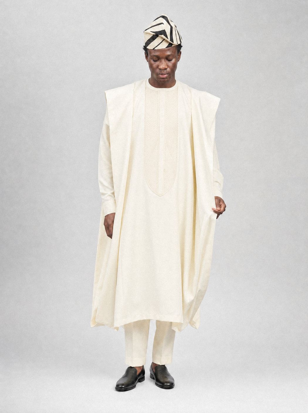 Ivory Tonal Agbada, front