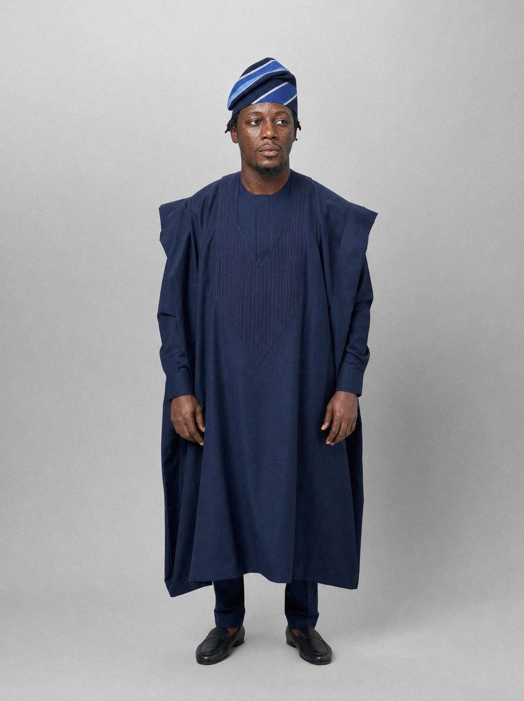 Navy Pleat Agbada