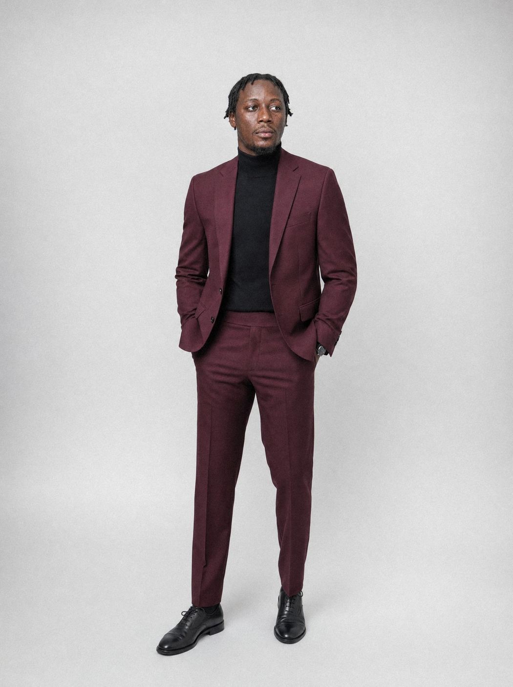 Wine Two-Piece Suit, front